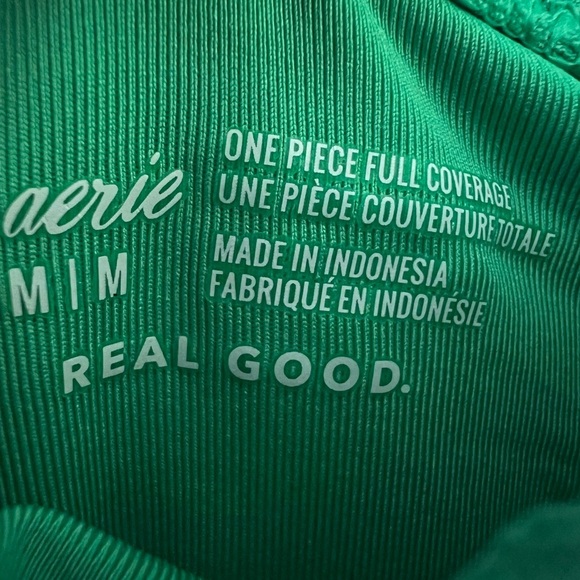 Aerie Jacquard Cut Out Strapless One Piece Swimsuit Green Dazzle Size M - Picture 4 of 11